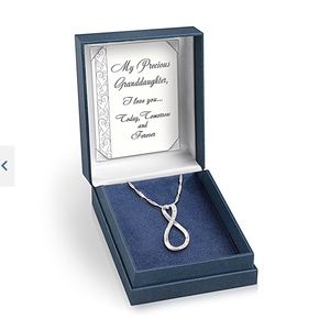 Sterling silver infinity diamond pendant necklace